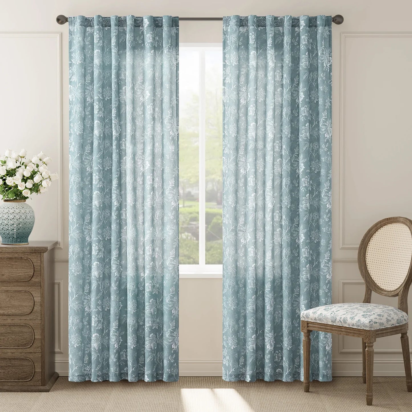 Artistic Botanical Floral Print Curtains - Jinchan Home