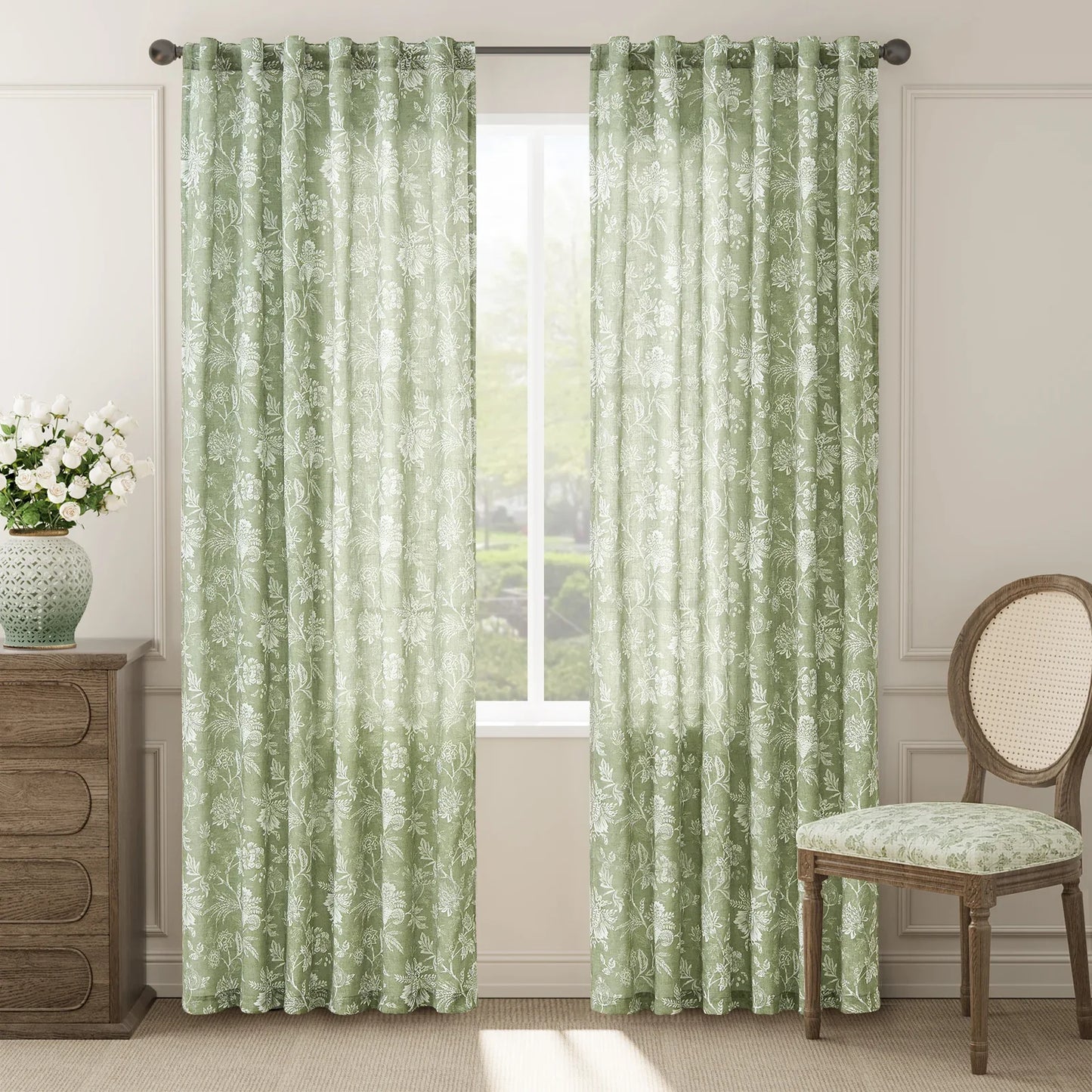 Artistic Botanical Floral Print Curtains - Jinchan Home