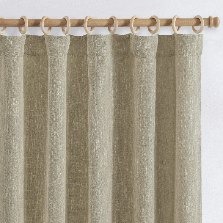 Textured Linen-Blend Solid Lined 3-in-1 Curtains - Jinchan Home