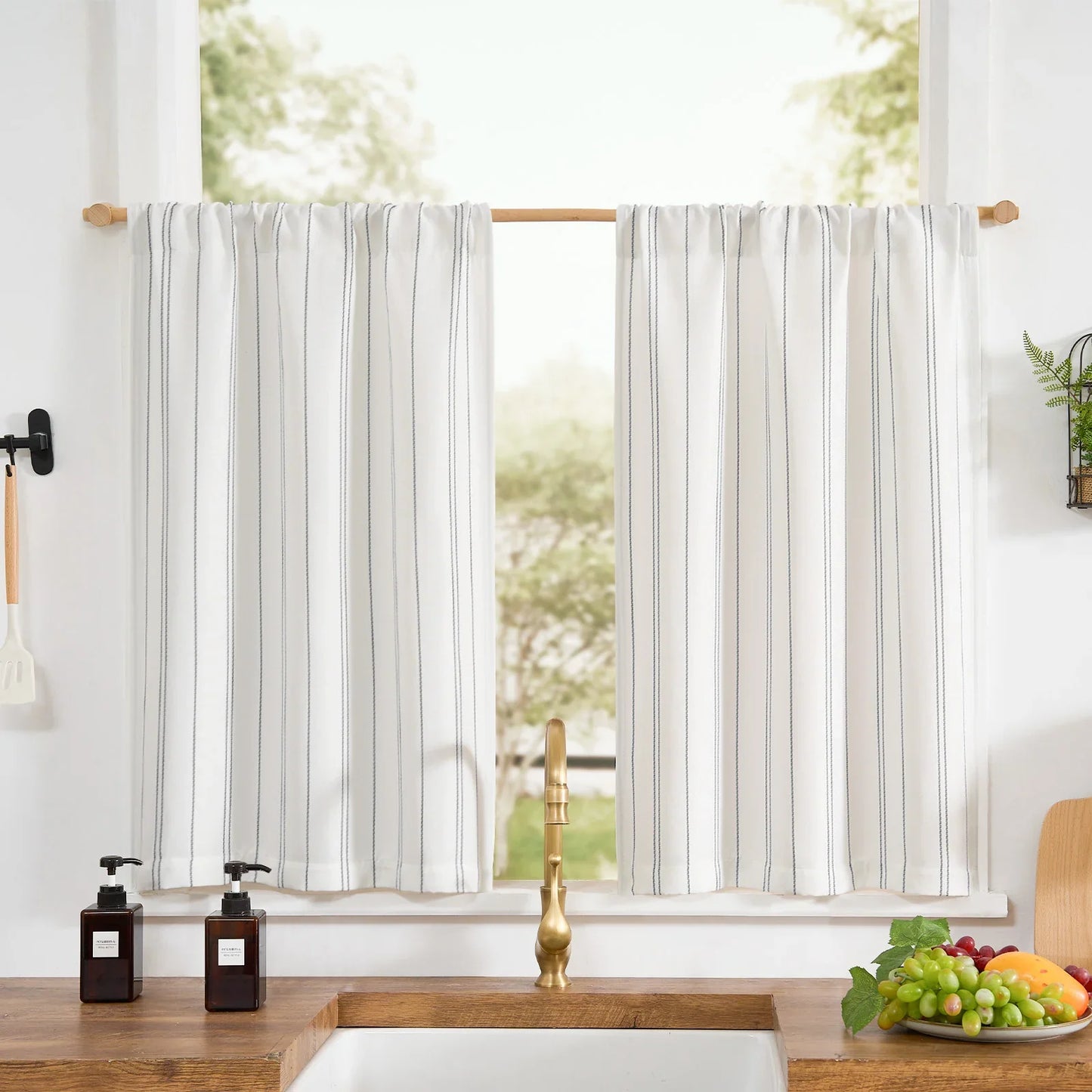 Chevron Vertical Stripe Kitchen Curtain - Jinchan Home