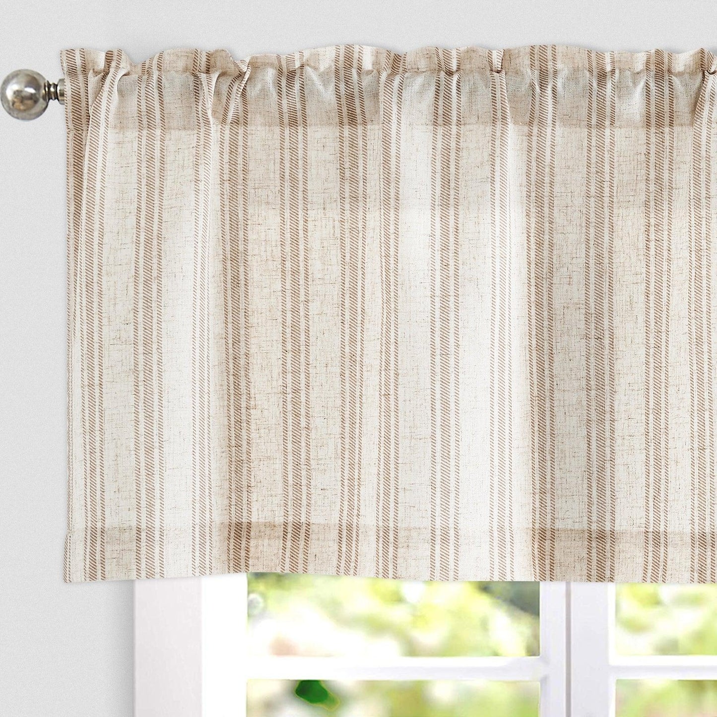 Twill Stripe Poly-Linen Rod-Pocket Valance - Jinchan Home