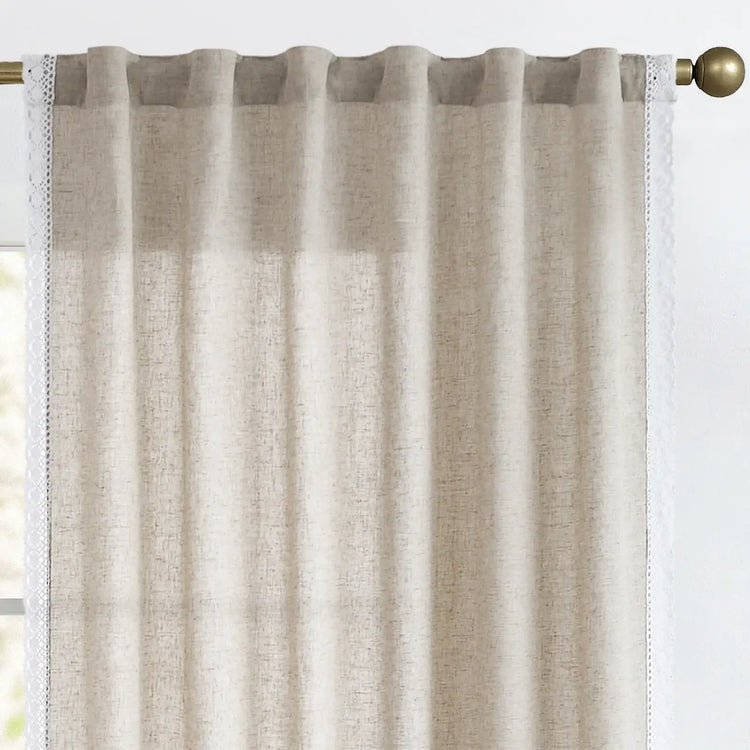 Scalloped Lace Linen-Blend Sheer Curtains - Jinchan Home