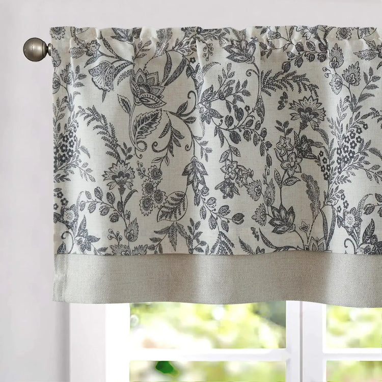 Vintage Botanical Scroll Double-Layer Valance - Jinchan Home