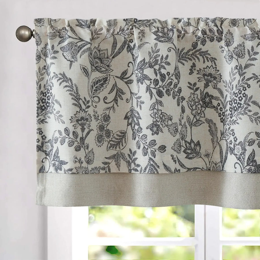 Vintage Botanical Scroll Double-Layer Valance - Jinchan Home