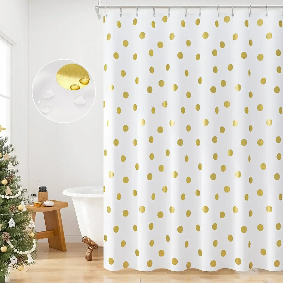 Waterproof Polka Dot Fabric Shower Curtain - Jinchan Home