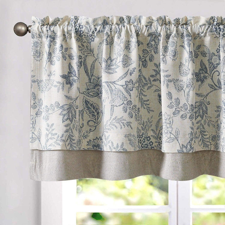 Vintage Botanical Scroll Double-Layer Valance - Jinchan Home