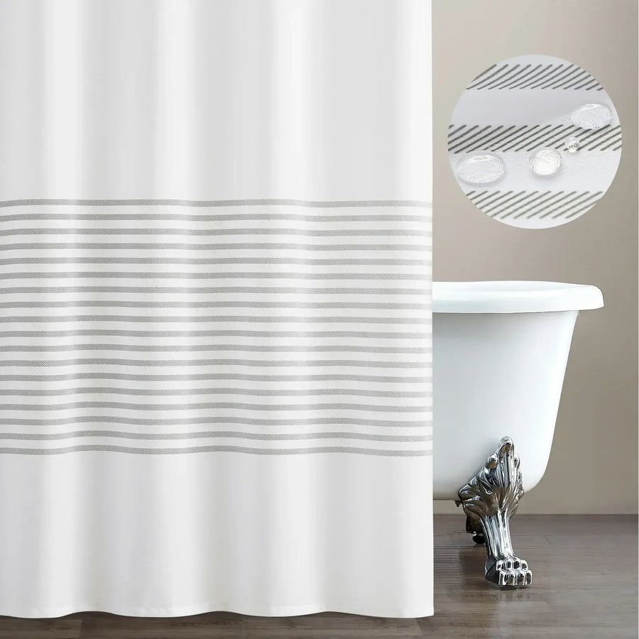 Diagonal Stripe Water-Repellent Shower Curtain - Jinchan Home