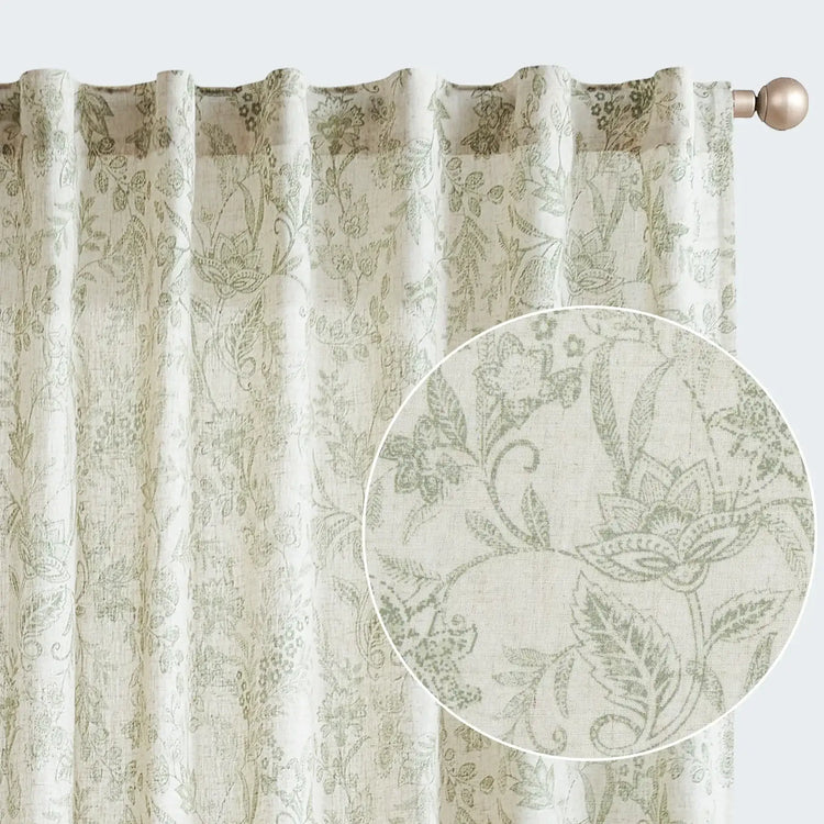 Ethereal Botanical Linen Curtains - Jinchan Home