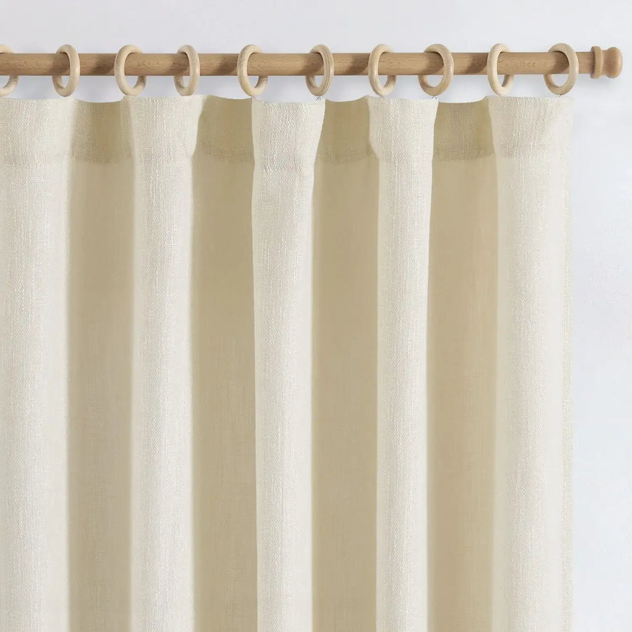 Textured Linen-Blend Solid Lined 3-in-1 Curtains - Jinchan Home
