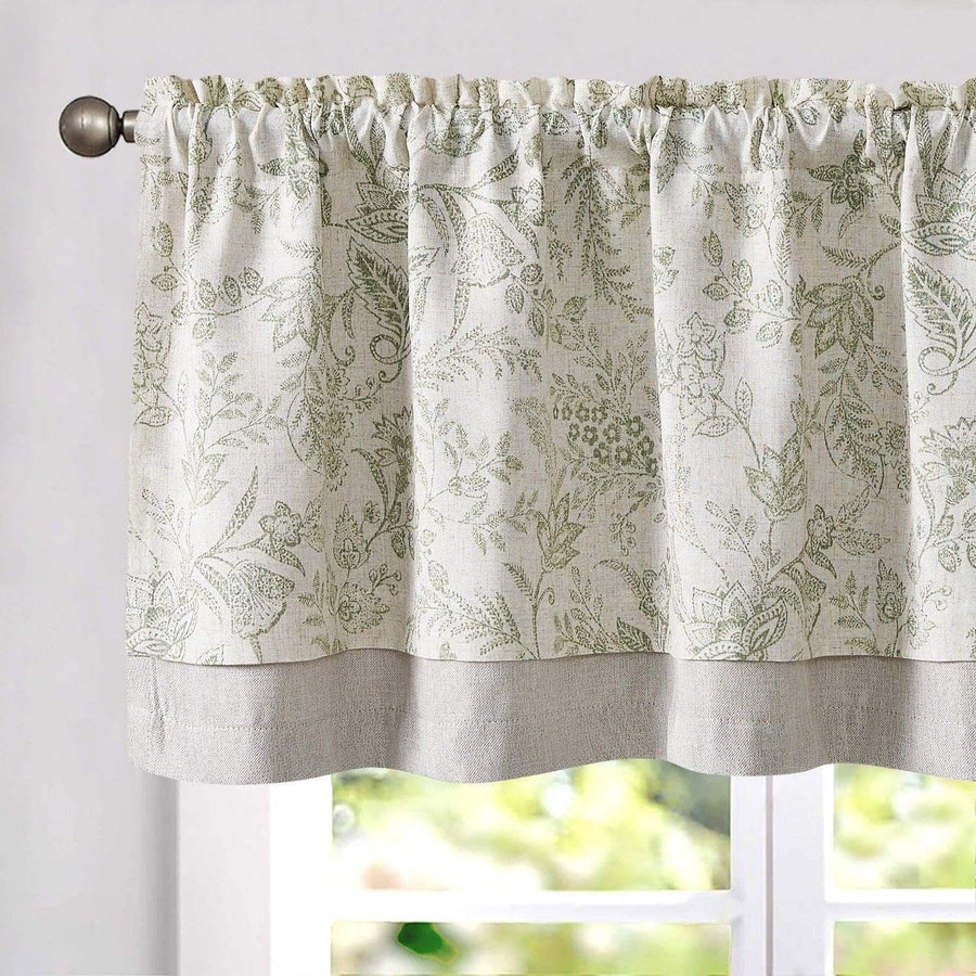 Vintage Botanical Scroll Double-Layer Valance - Jinchan Home
