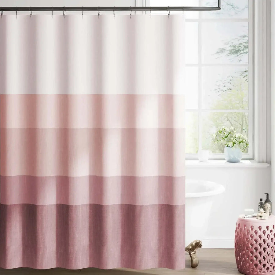 Gradient Striped Textured Shower Curtain - Jinchan Home