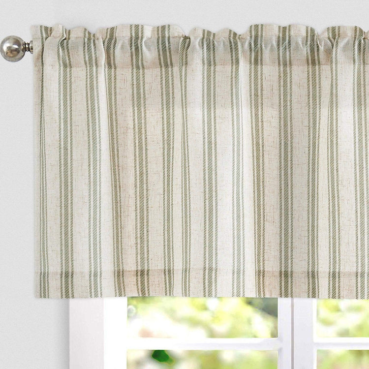 Twill Stripe Poly-Linen Rod-Pocket Valance - Jinchan Home