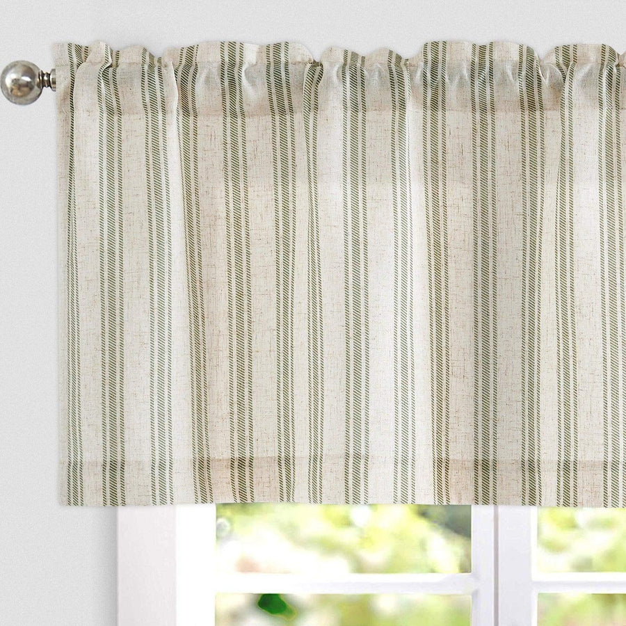 Twill Stripe Poly-Linen Rod-Pocket Valance - Jinchan Home