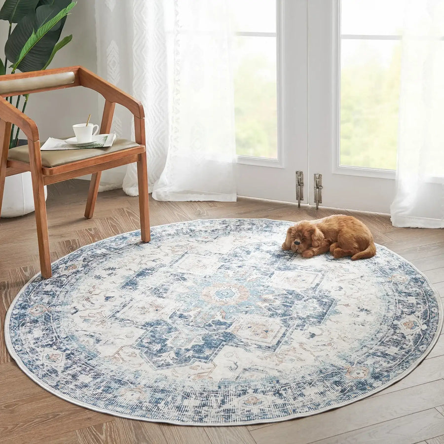 Mist-Toned Persian Bloom Rug - Jinchan Home