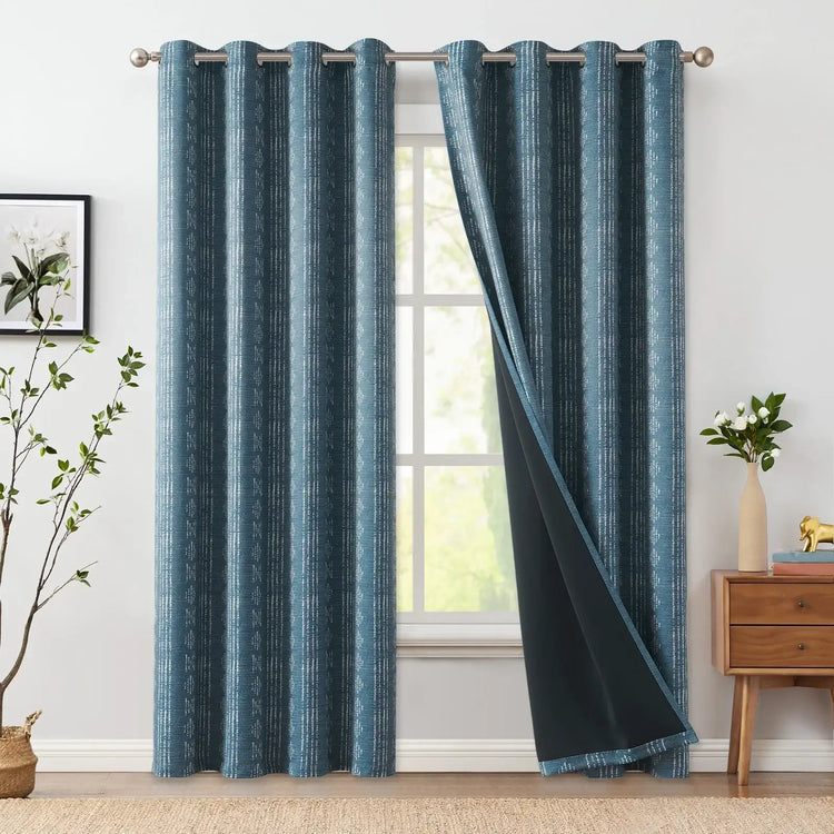 Dark-Toned Boho Geometric Grommet Curtains - Jinchan Home
