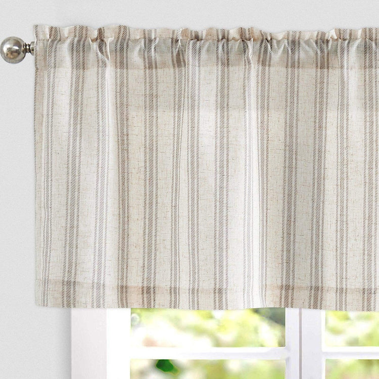 Twill Stripe Poly-Linen Rod-Pocket Valance - Jinchan Home