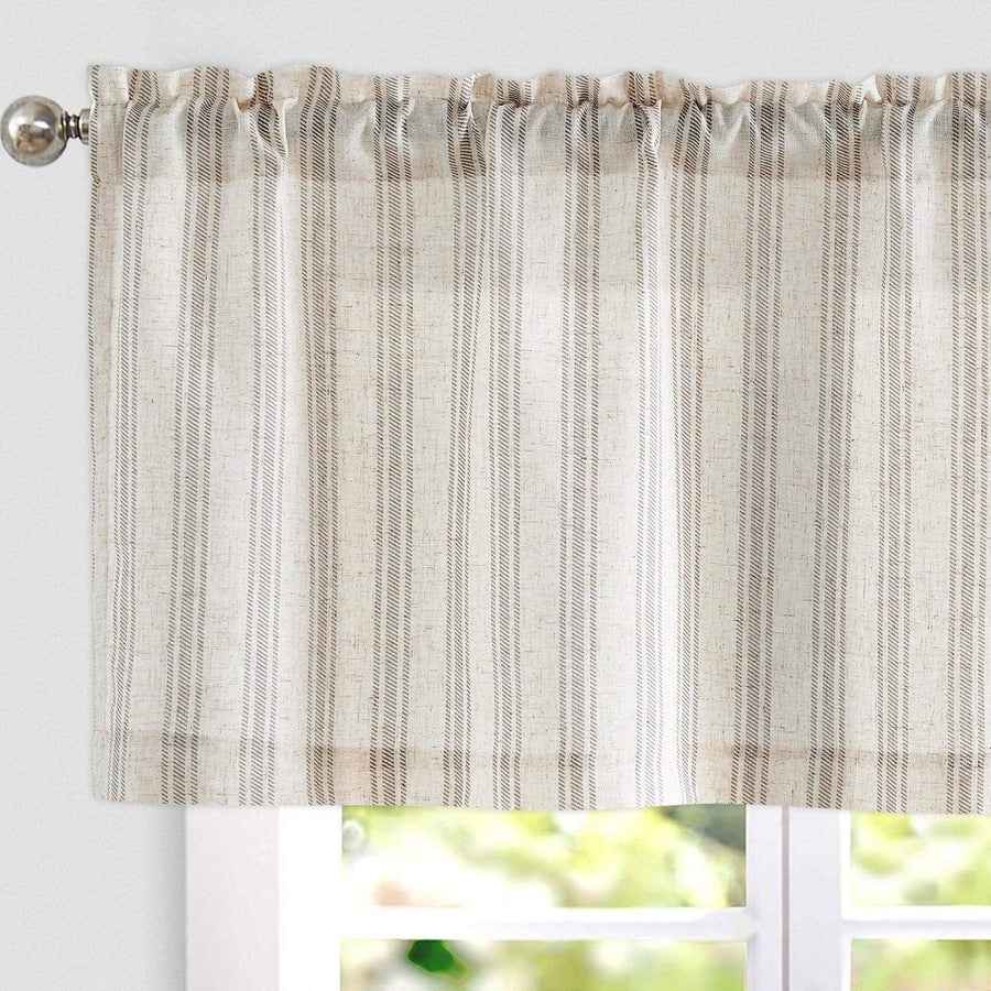 Twill Stripe Poly-Linen Rod-Pocket Valance - Jinchan Home