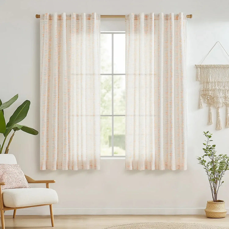 Boho Prism Triangle Stripe Linen Curtains - Jinchan Home