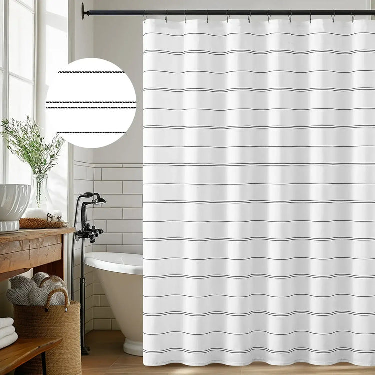 Double-Line Striped Shower Curtain - Jinchan Home