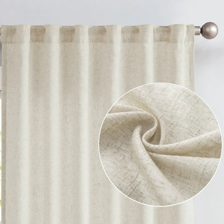Solid Linen Blend Lined Curtains - Jinchan Home