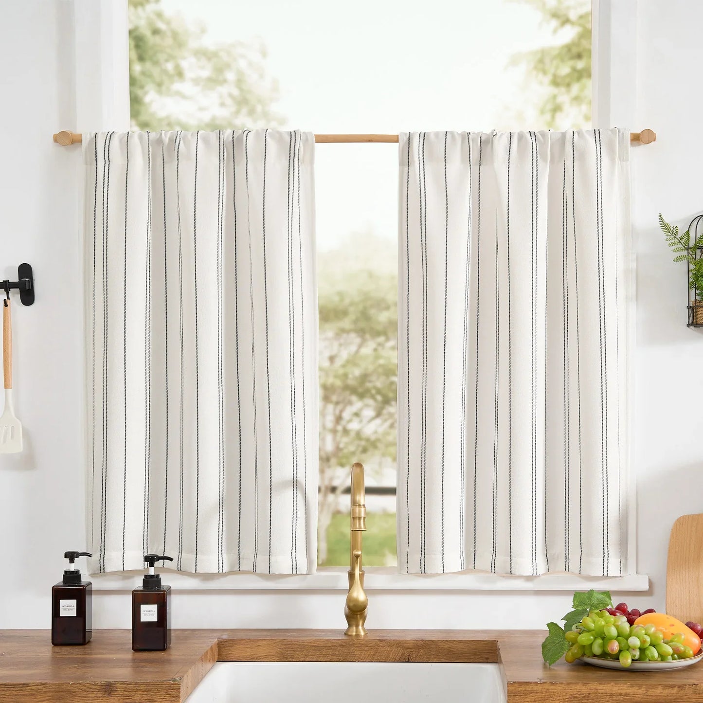 Chevron Vertical Stripe Kitchen Curtain - Jinchan Home