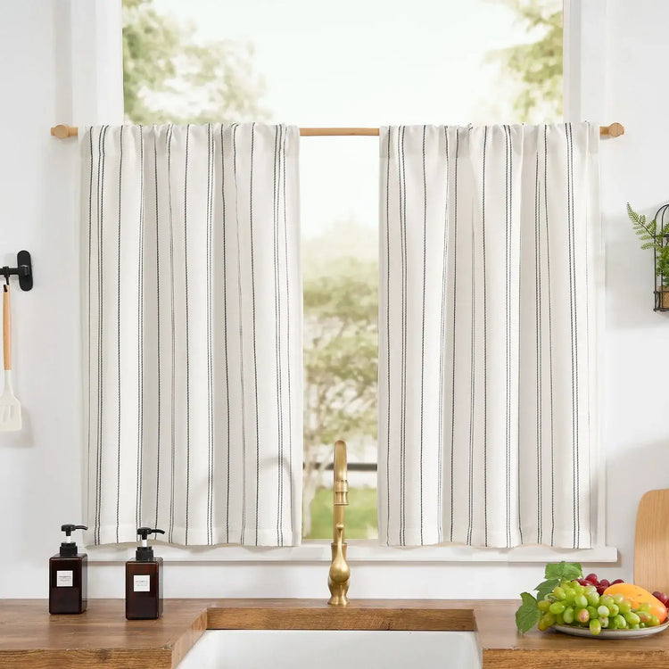 Chevron Vertical Stripe Kitchen Curtain - Jinchan Home