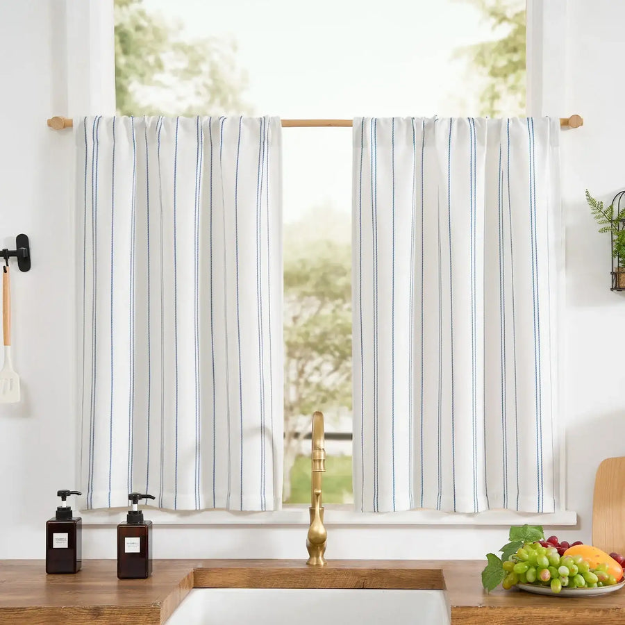 Chevron Vertical Stripe Kitchen Curtain - Jinchan Home