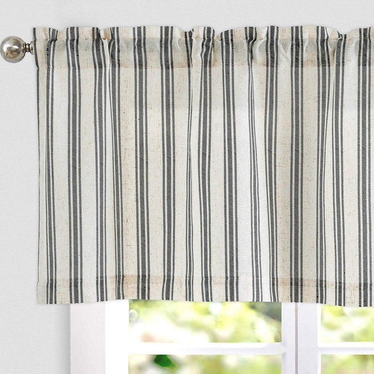 Twill Stripe Poly-Linen Rod-Pocket Valance - Jinchan Home