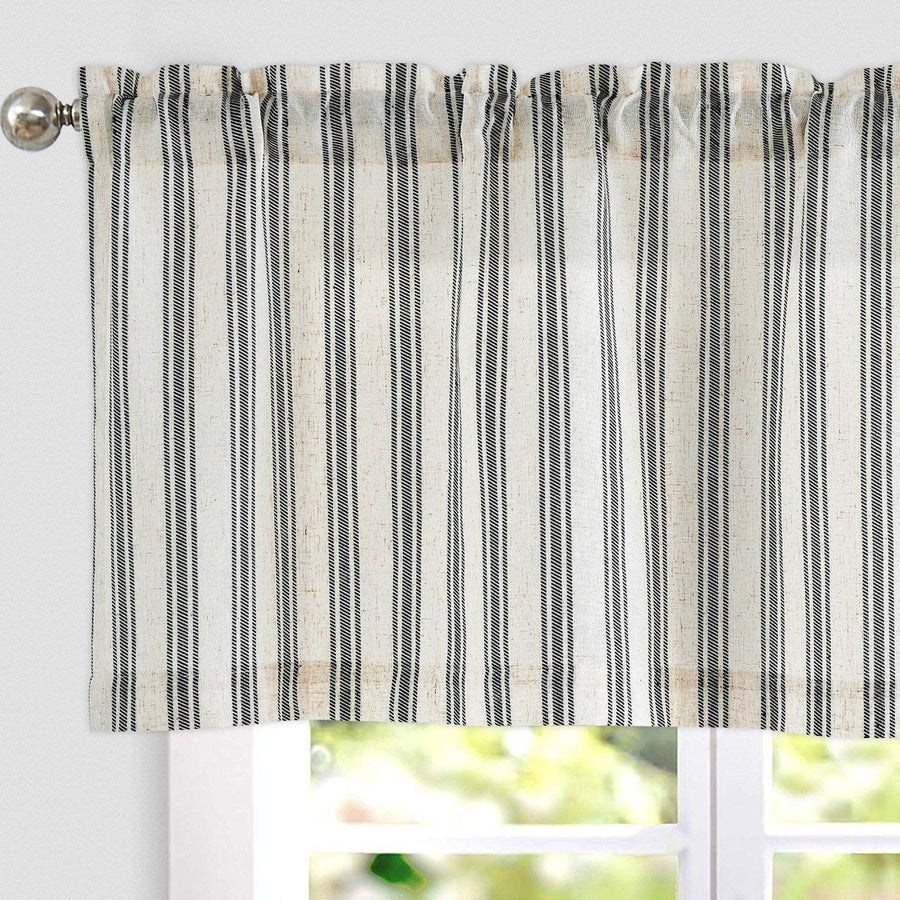 Twill Stripe Poly-Linen Rod-Pocket Valance - Jinchan Home
