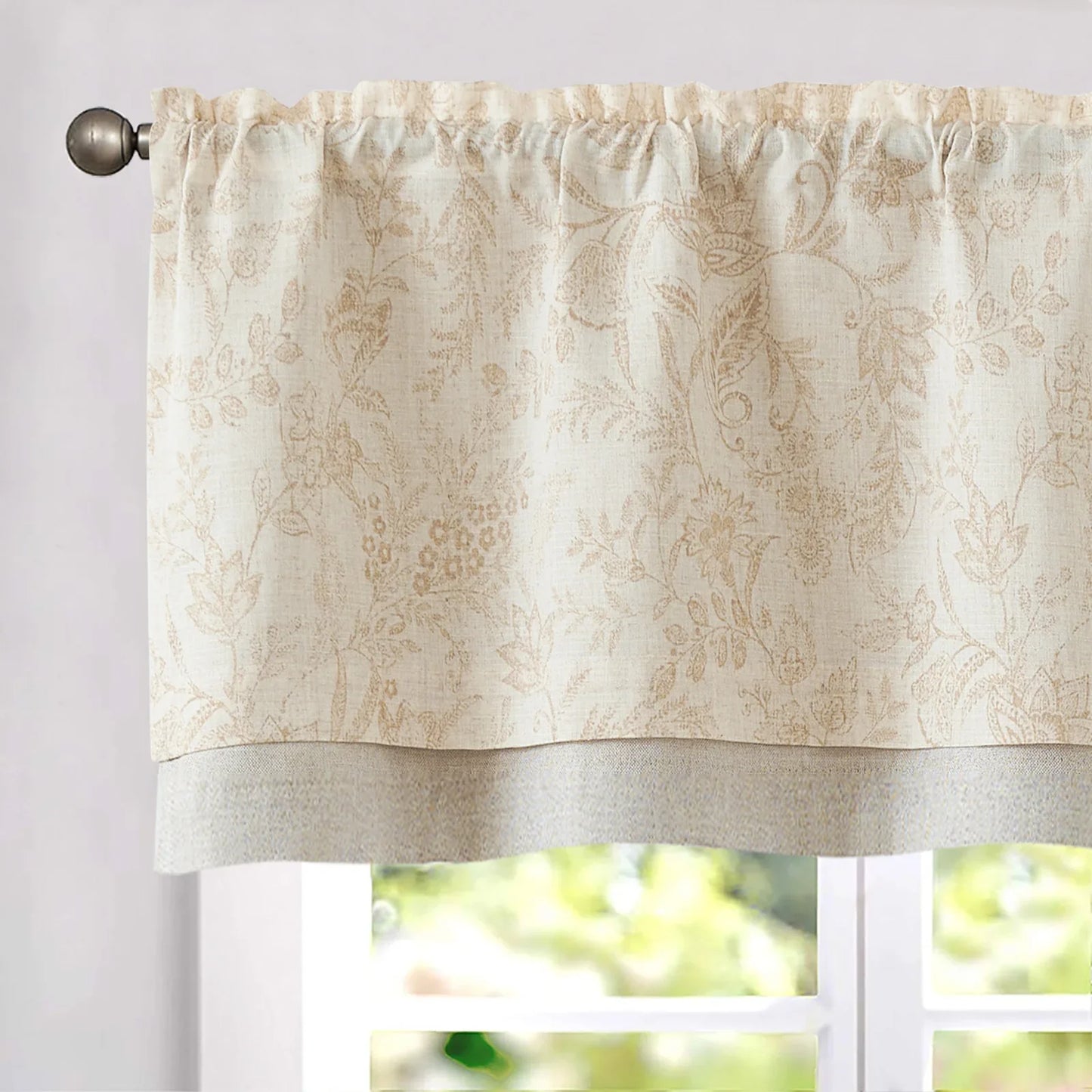 Vintage Botanical Scroll Double-Layer Valance - Jinchan Home
