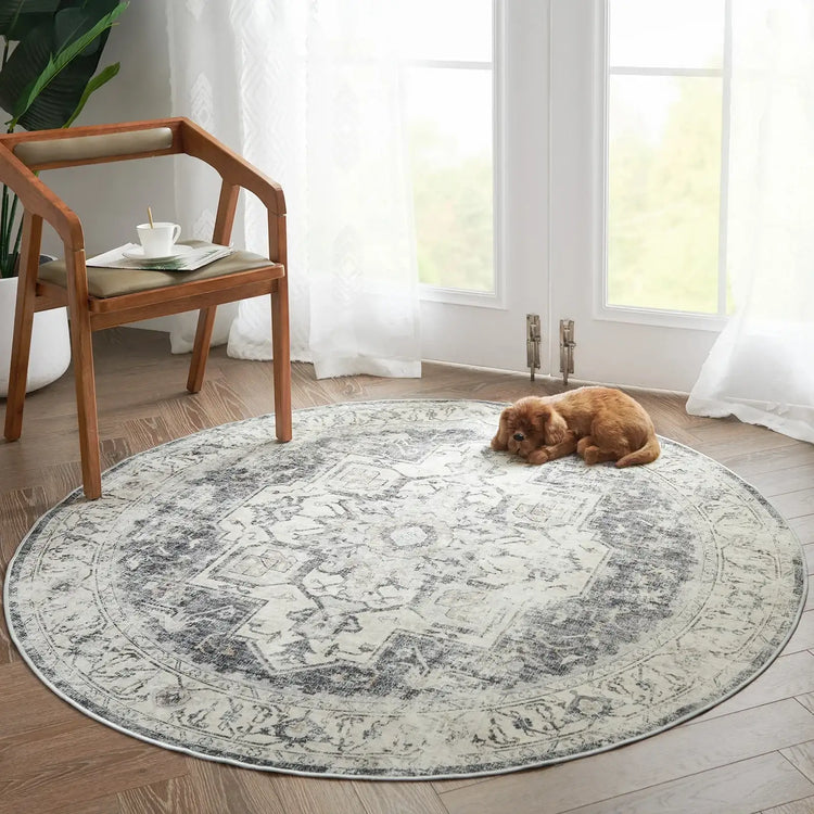 Mist-Toned Persian Bloom Rug - Jinchan Home