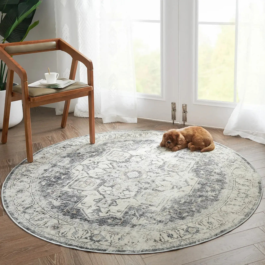 Mist-Toned Persian Bloom Rug - Jinchan Home