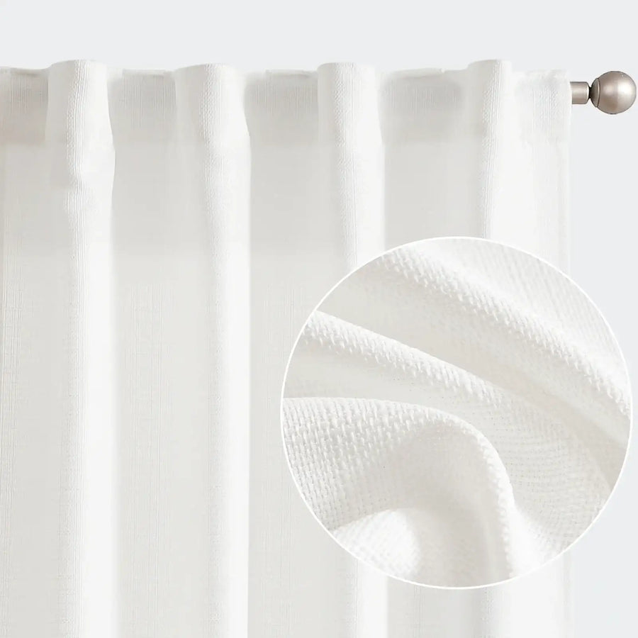 Solid Faux Linen Polyester 3-in-1 Curtains - Jinchan Home