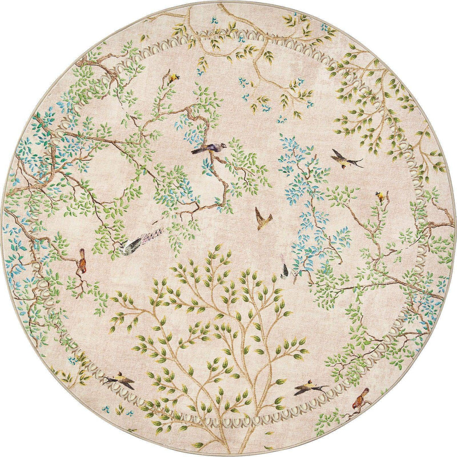 Branches & Birds Botanical Print Area Rug - Jinchan Home