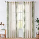 Embroidered Boho Ikat Geometric Curtains - Jinchan Home