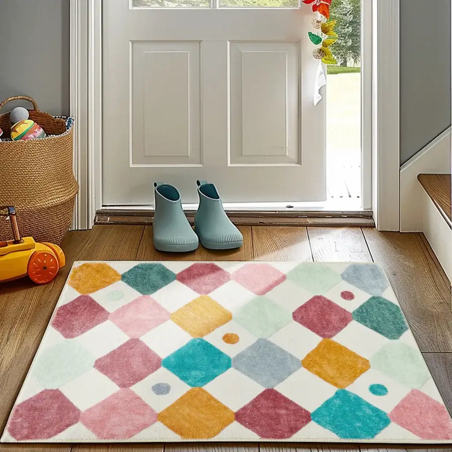 Colorful Diamond Checker Rug - Jinchan Home