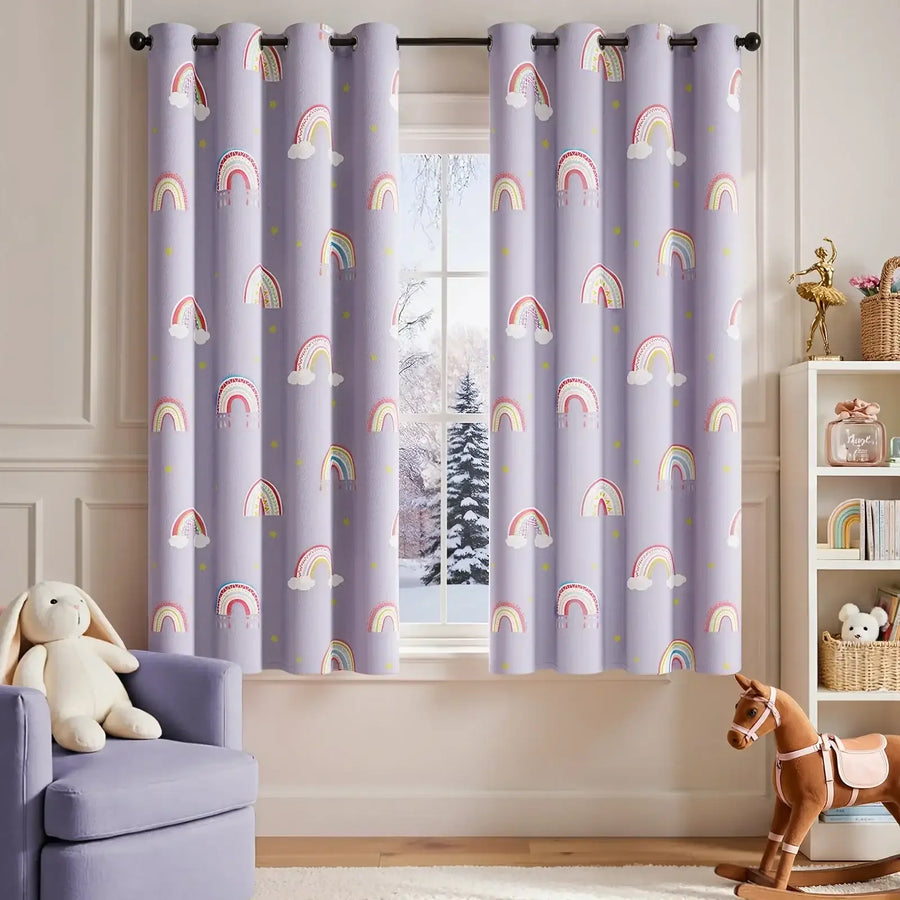 Kids Rainbow Print Blackout Curtains - Jinchan Home