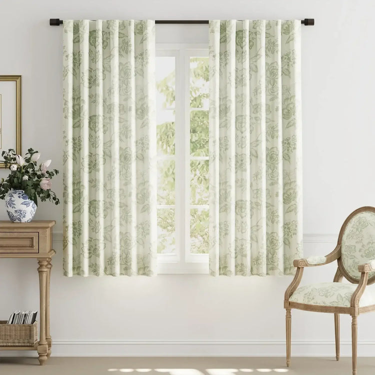 Vintage Line-Art Multi-Floral Vine Curtains - Jinchan Home