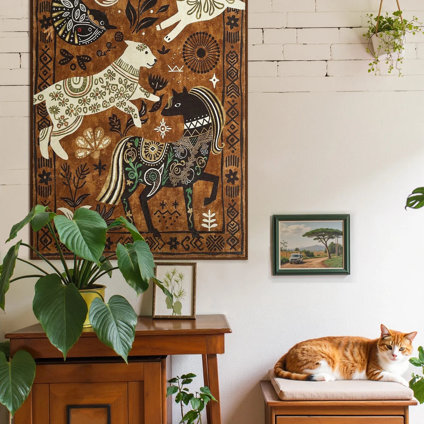 Boho Tribal Woodland Animal Rug - Jinchan Home