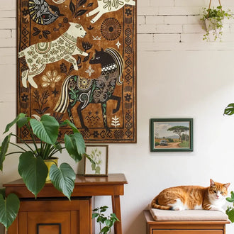 Boho Tribal Woodland Animal Rug - Jinchan Home