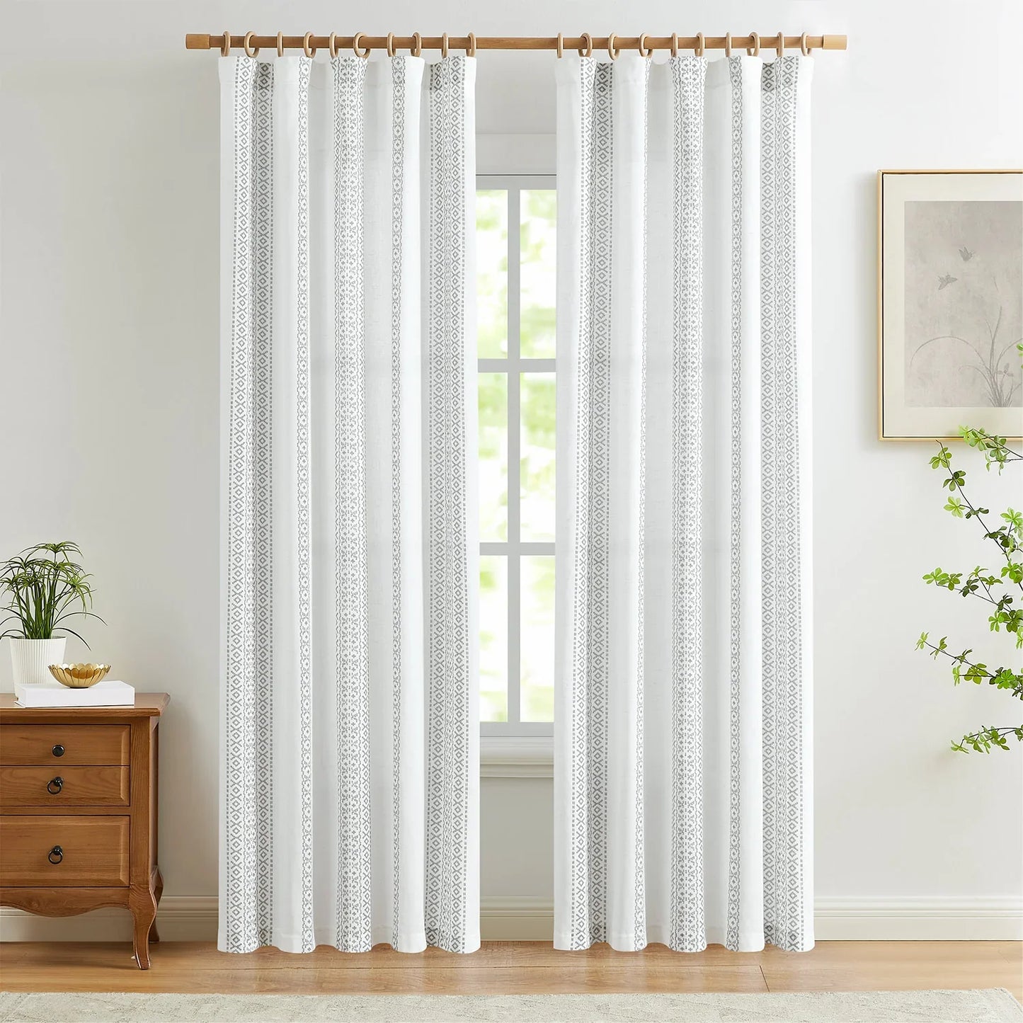 Boho Geometric Jacquard Striped Curtains - Jinchan Home