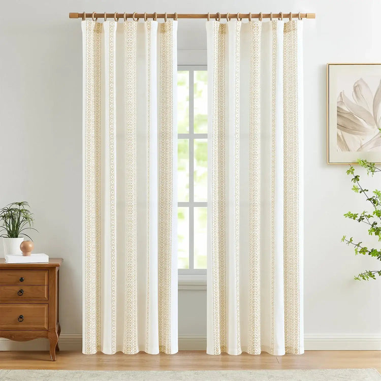 Boho Geometric Jacquard Striped Curtains - Jinchan Home