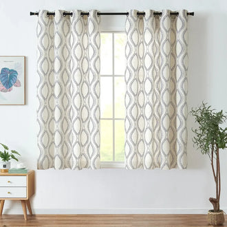 
                    
                      Boho Leaf Embroidered Geometric Curtains - Jinchan Home
                    
                  