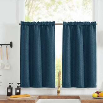 
                    
                      Faux Linen Solid Kitchen Curtains - Jinchan Home
                    
                  