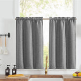 Solid Faux Linen Rod Pocket Kitchen Curtains - Jinchan Home