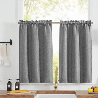 
                    
                      Solid Faux Linen Rod Pocket Kitchen Curtains - Jinchan Home
                    
                  