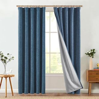 
                    
                      Textured Linen-Blend Solid Lined 3-in-1 Curtains - Jinchan Home
                    
                  