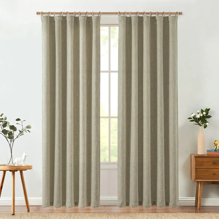 Solid Faux Linen 3-in-1 Curtains - Jinchan Home