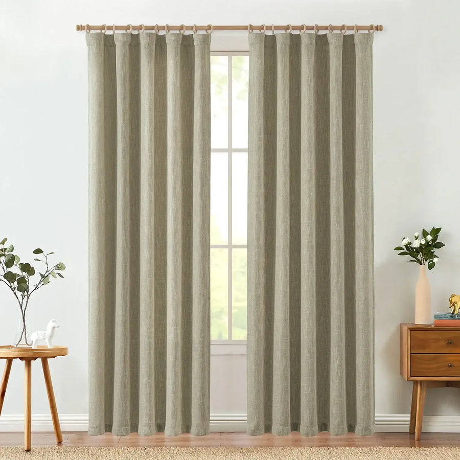 Solid Faux Linen 3-in-1 Curtains - Jinchan Home
