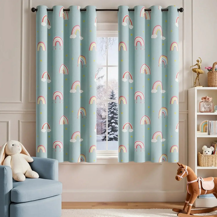 Kids Rainbow Print Blackout Curtains - Jinchan Home